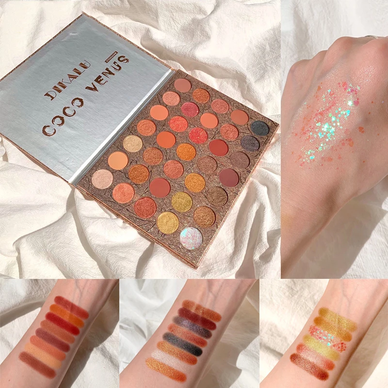 Супер шок 35 цветов влажные тени для век Палитра телесного цвета блестящие