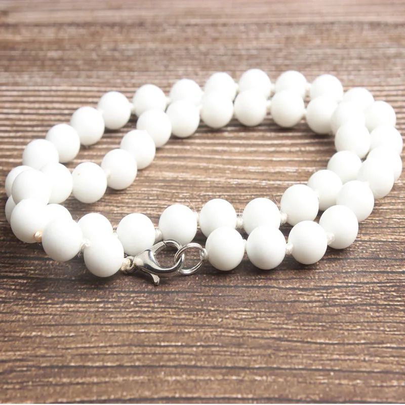 white stone Lan Li, модные натуральные ювелирные изделия, 8 мм, незначительные, кунцит, свободные бусины, сделай сам, женский браслет, ожерелье, серьги, шпильки, аксессуары - Окраска металла: white stone