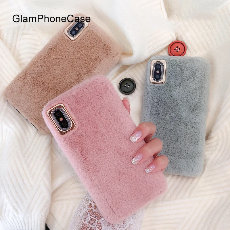 GlamPhoneCase Ранняя осень сплошной цвет плюшевый чехол для iPhone X XS Max XR Мягкий