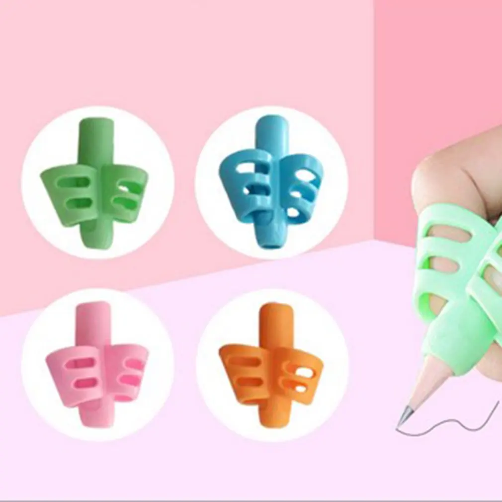 

soft silicone two-finger pen holder with ergonomic handle random color handwriting holder for children and adults