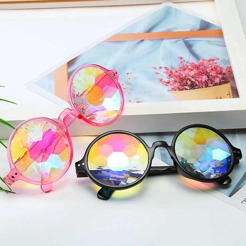 

Round Kaleidoscope Sunglasses Women Party Psychedelic Prism Diffracted Lens Sunglasses Female