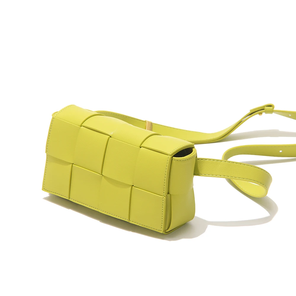 

Smart Lemon Green Weave Shoulder Bags Female Summer Belt Bag Women Crossbody Messenger Purse Small Flap Hand Tote Dropshipping