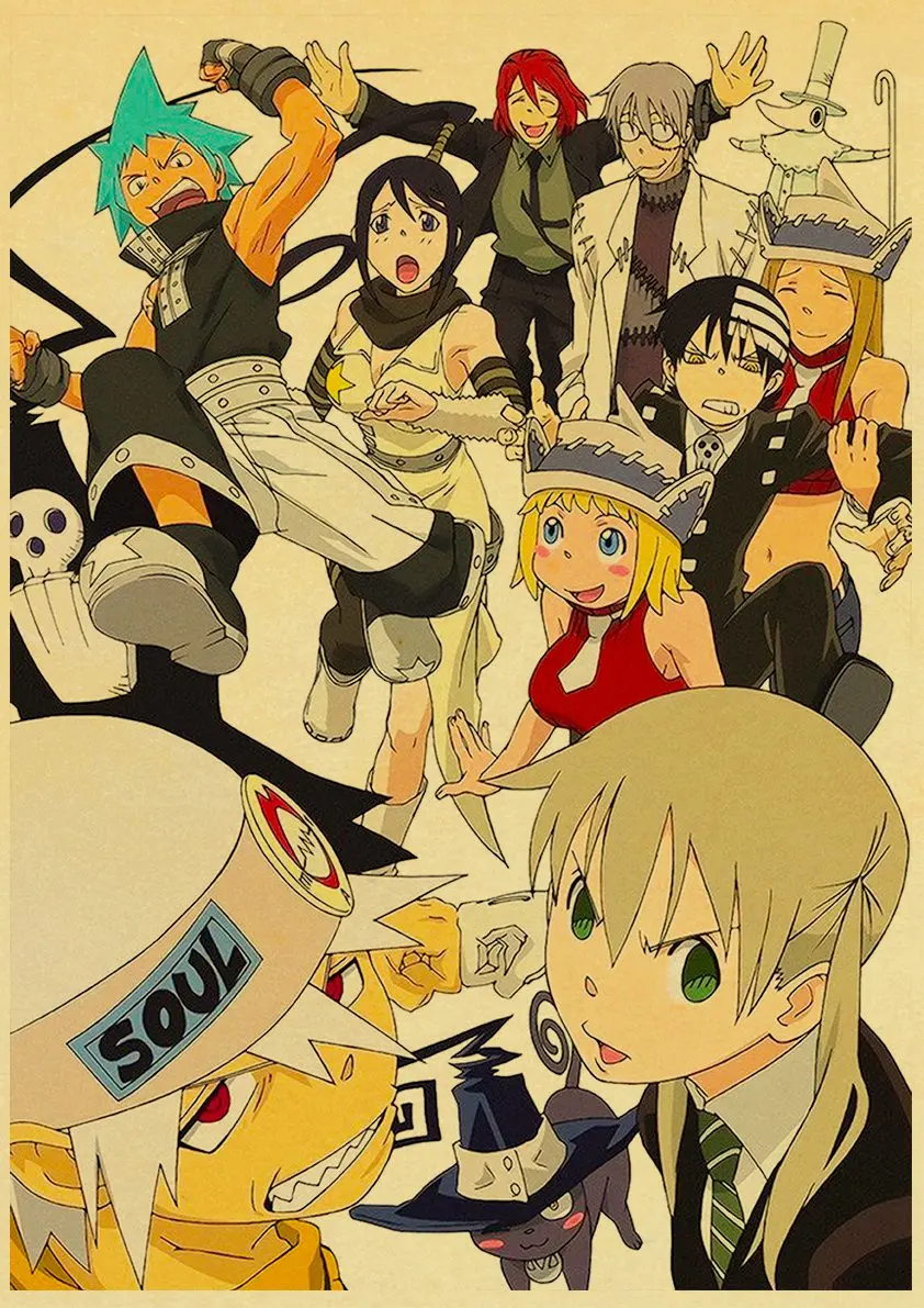 

Classic Anime Soul Eater Poster Vintage Kraft Paper Prints and Posters Art Painting For Fans' Home Room Decor Wall Stickers