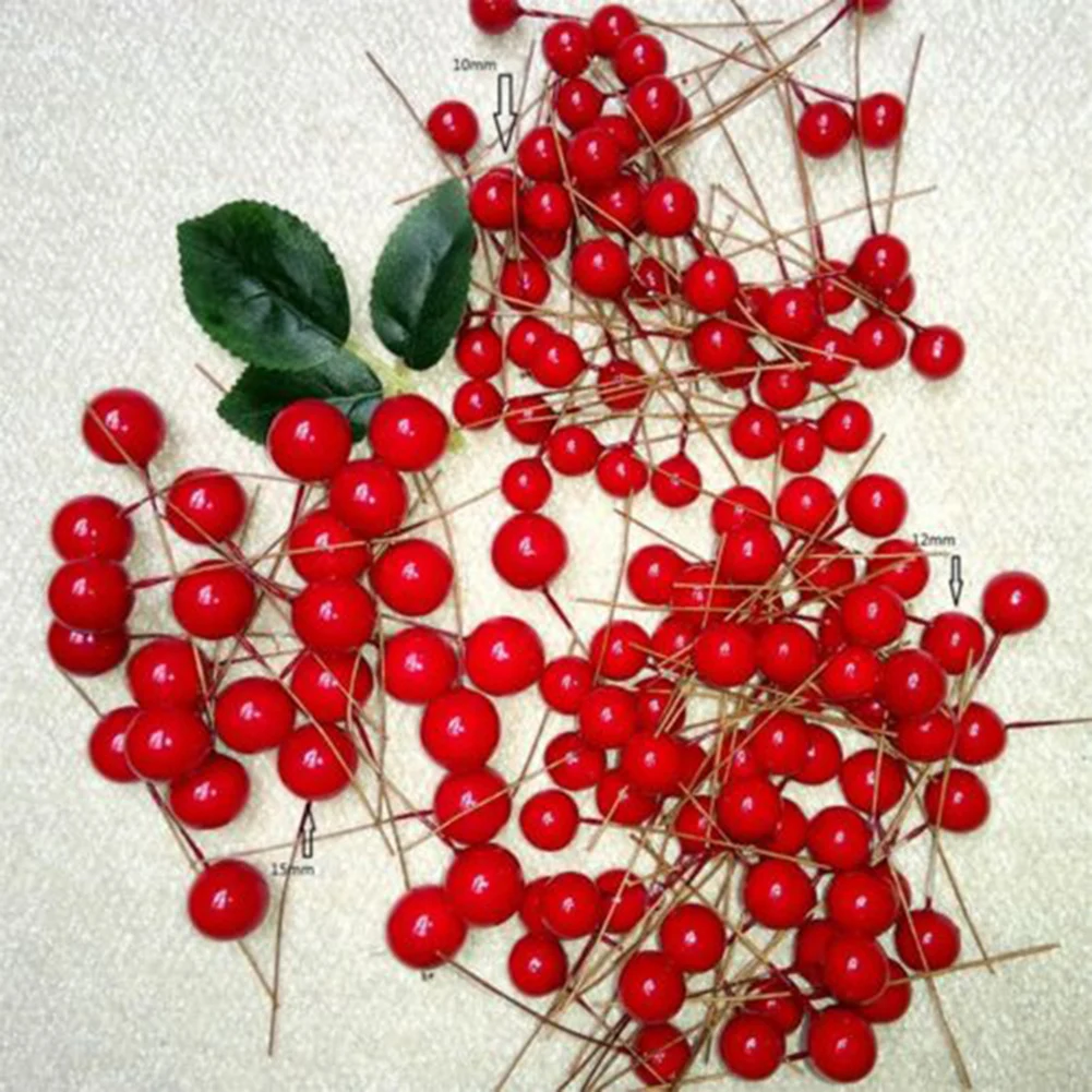 100Pcs/Set Foam Christmas Tree Artificial Fruit Small Holly Berry Toy Party Decor | Дом и сад