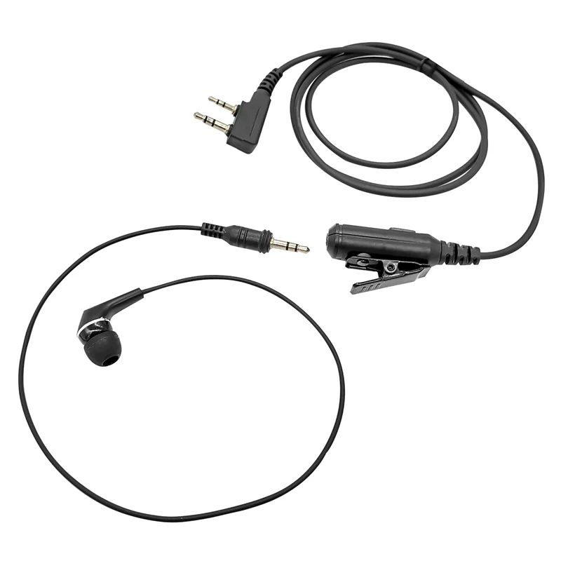 10pack 2-Pin in-Ear Walkie Talkie Earpiece with PTT Mic Detachable Cable Compatible with Kenwood Bao Feng Two-Way Radios