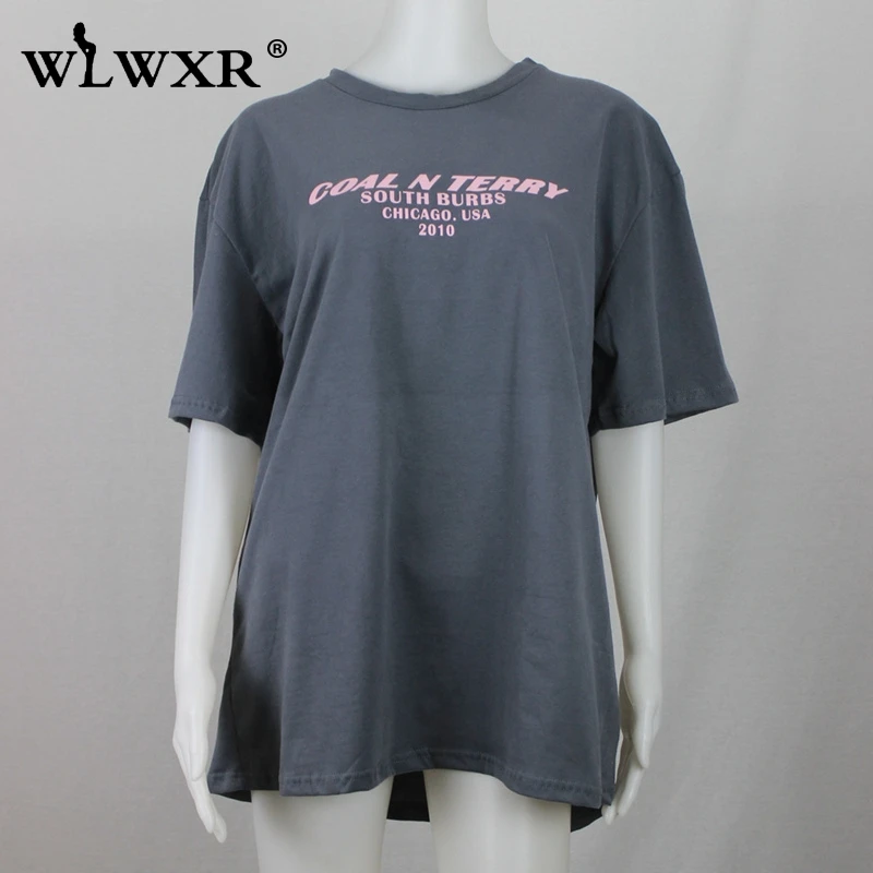WLWXR уличная футболка с буквенным принтом большого размера женская лето 2019 Harajuku