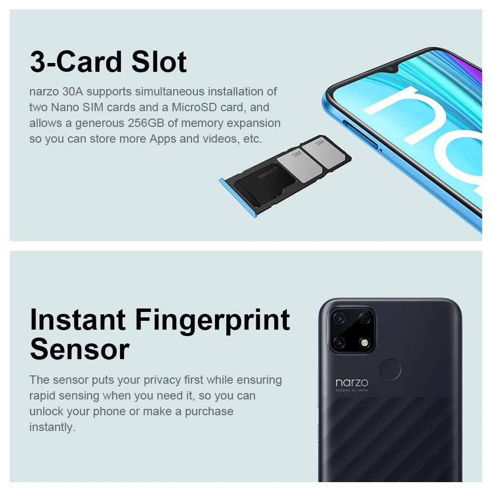 realme narzo 30a smartphones 4gb 64gb cellphones 6 5 helio g85 13mp super nightscape 6000mah android smart mobile cell phone free global shippi