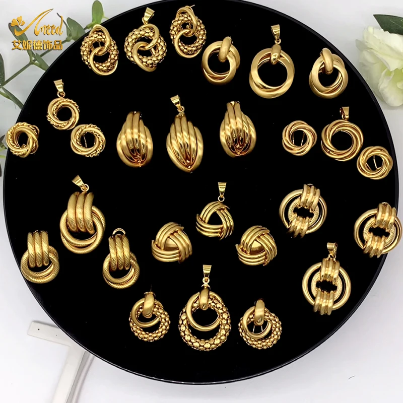 

Necklace Sets For Womens Wedding Set Jewelery Pendant 2020 Big Necklaces Chunky Gold Plated Luxury Brands Set Fashion Ethiopian