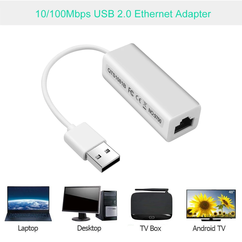 Адаптер kebidumei с USB 2 0 на RJ45 10/100 Ethernet сетевой LAN-адаптер адаптер для ПК ноутбука Windows 7