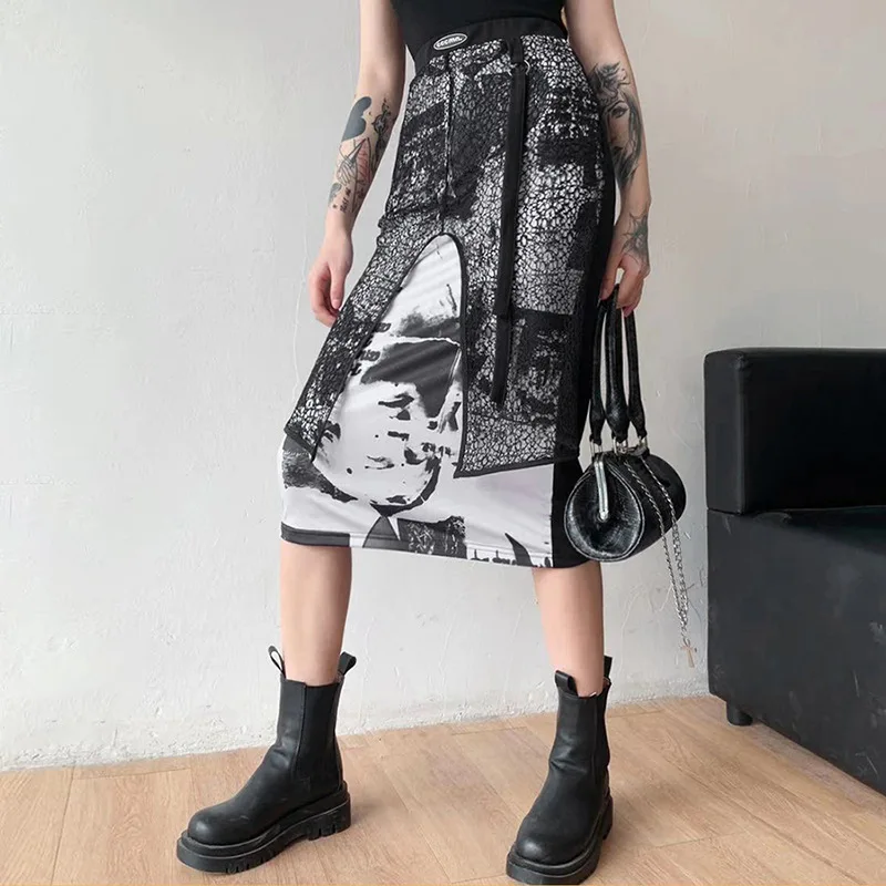 

Women's Skirts Gradient Blooming Ink-splashing Printing Stitching Personalized Design Skirts Women's Printed Skirts 2021 Fashion