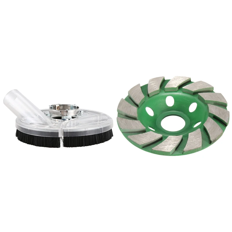 

Promotion! 1 Set Dust Shroud Dust Shroud Kit Dry Grinding Cover Tool & 1 Pcs 4 Inch 100Mm Diamond Grinding Wheel Disc Bowl Shape