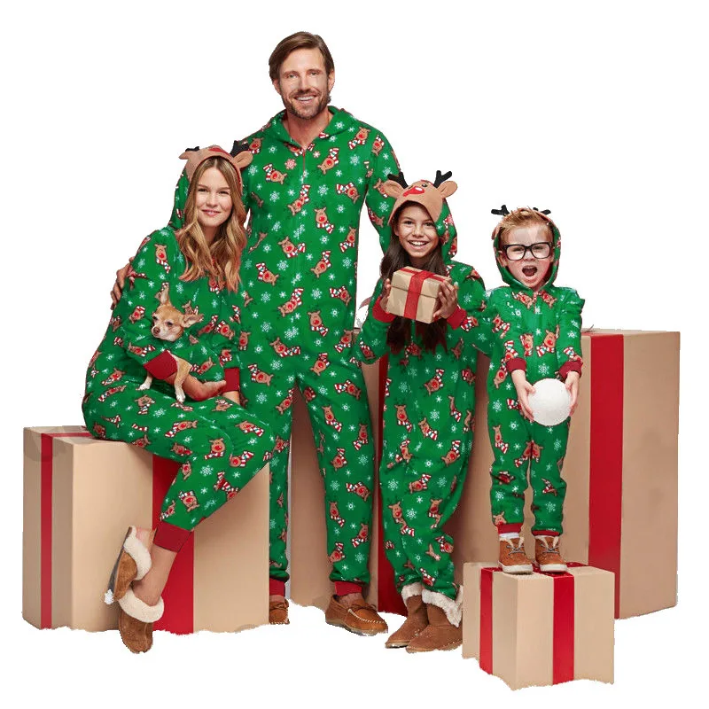 Christmas Gift Matching Family Outfits Kids Romper Baby Mother Daughter Clothes Family Looking Jumpsuit Kigurumi Pajamas Onesies images - 6