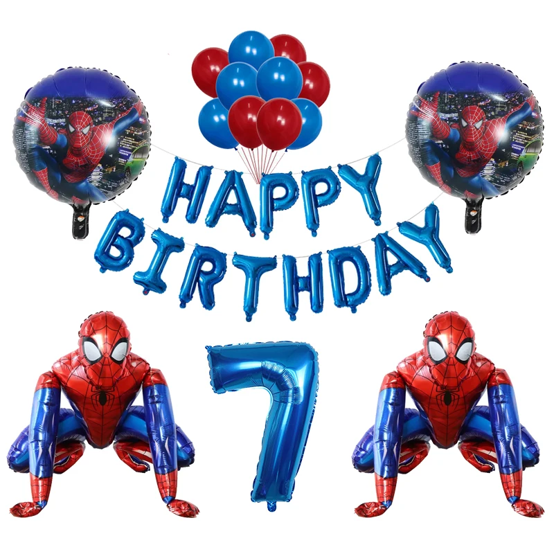 Globo de aluminio 3D de superh&eacute;roes para ni&ntilde;os, decoraci&oacute;n de fiesta de cumplea&ntilde;os de spiderman, juguete para baby shower, accesorios para fotos-3