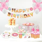 Пончики вечерние украшения воздушные шары с днем рождения баннер для детей Baby Shower Детские 1st День рождения вечерние Декор пончики Бумага пластины чашки