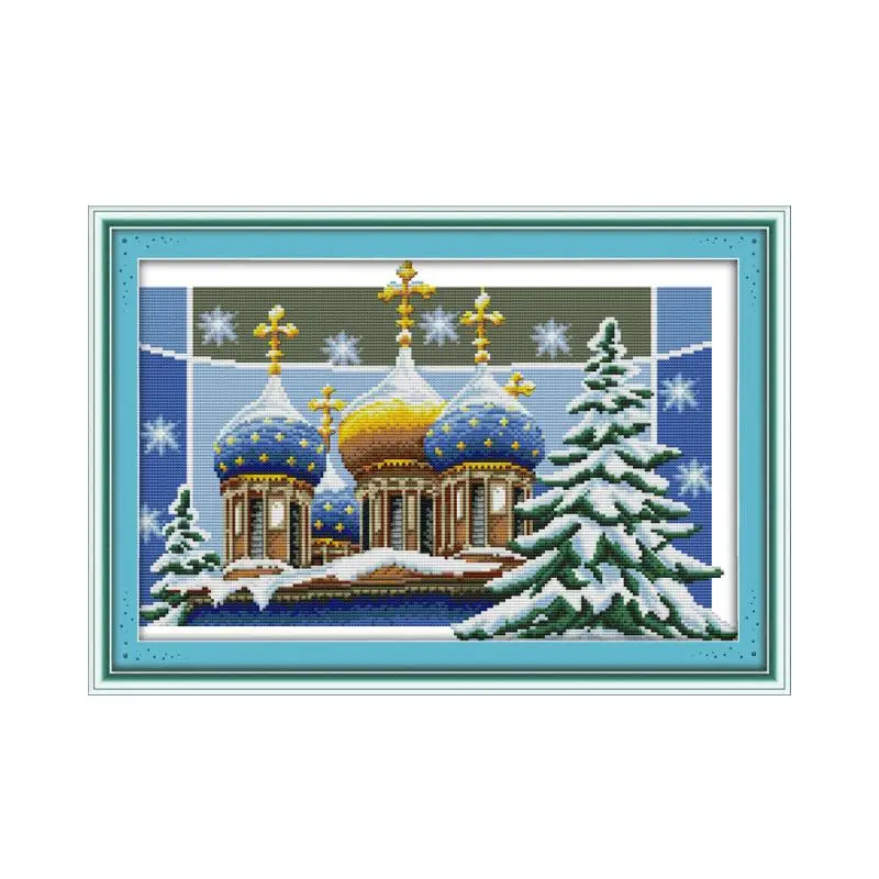 Набор для вышивки крестиком с изображением рождественского замка садовый пейзаж