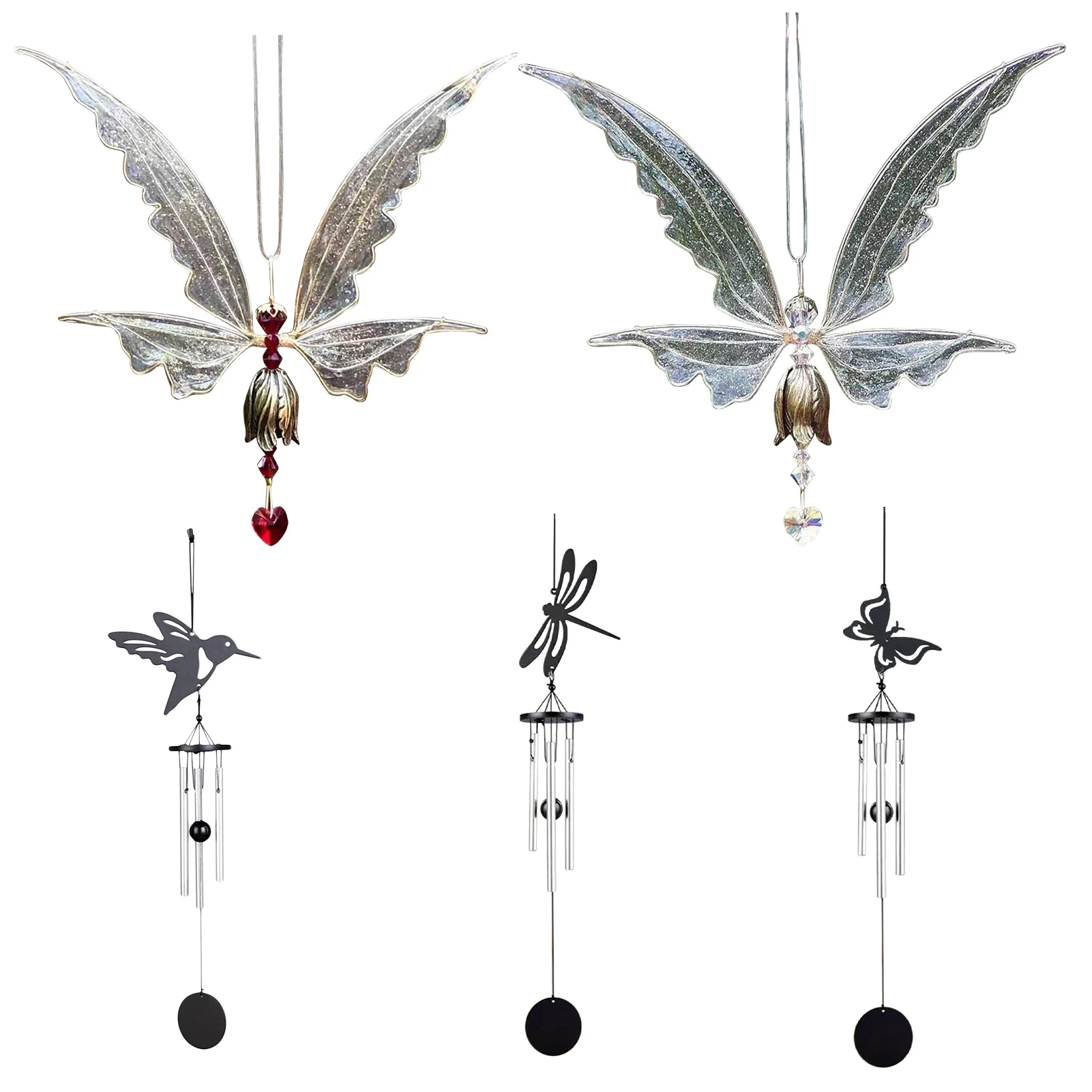 

Angel Butterfly Wings Flying Bird Wind Chimes Garden Art Wings Wind Chime Patio Hummingbird Wind Chime Garden Hanging