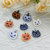 10 pcs alloy enamel charm halloween skull pumpkin diy headdress pendant keychain necklace amulet charm