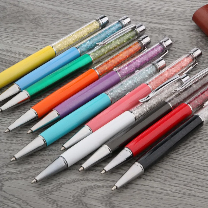 Офисная металлическая шариковая ручка с серебряным кристаллом в подарок для