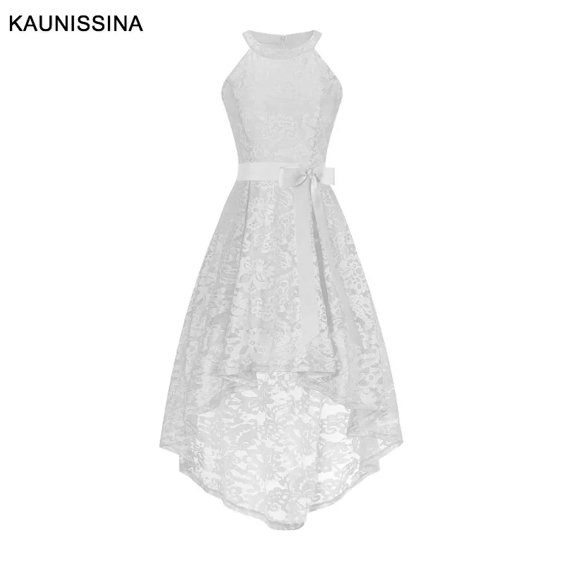 KAUNISSINA, кружевное коктейльное платье с бретелькой через шею, асимметричный бант, сексуальное платье для выпускного вечера, Дамское Платье Vestidos