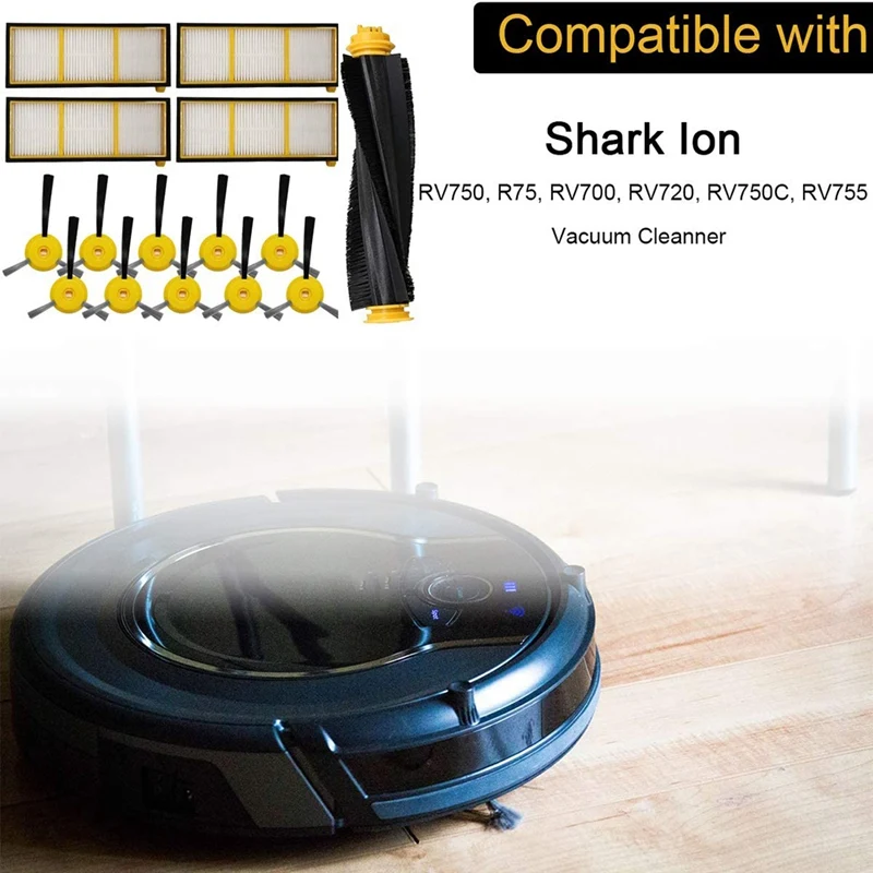 

Side Brushes Main Brush Filters for Shark ION RV750, R75, RV700, RV720, RV750C, RV755 Robot Vacuum Cleaner(18 Pack)