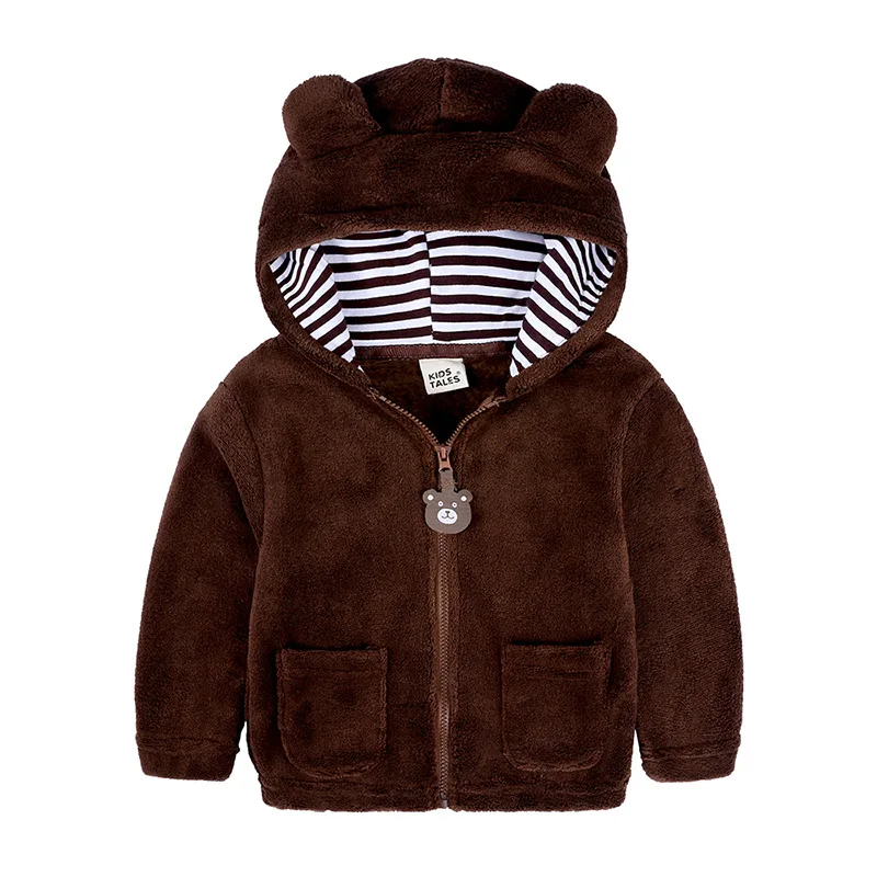 New Baby Boys Girls Wool Hooded Zipper Coat Outerwear 2020 Autumn Winter Kids Warm Soft Fleece Solid Jackets Children Clothing |