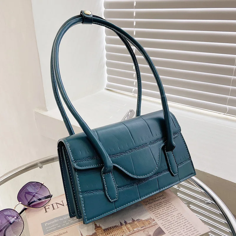 

2021 New Arrival Exquisite Stone Pattern Underarm Bag Retro Women Tote Shoulder Bag Female Leather Solid Color Handbag And Purse