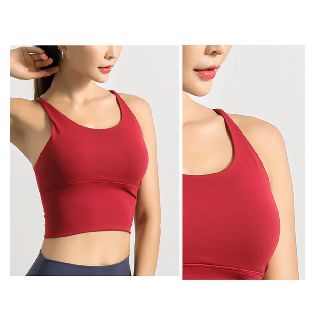 

Hot Women Cute Yoga Sports Bra Strappy Workout Clothes Bra Tops Vest No Steel Ring MVI-ing
