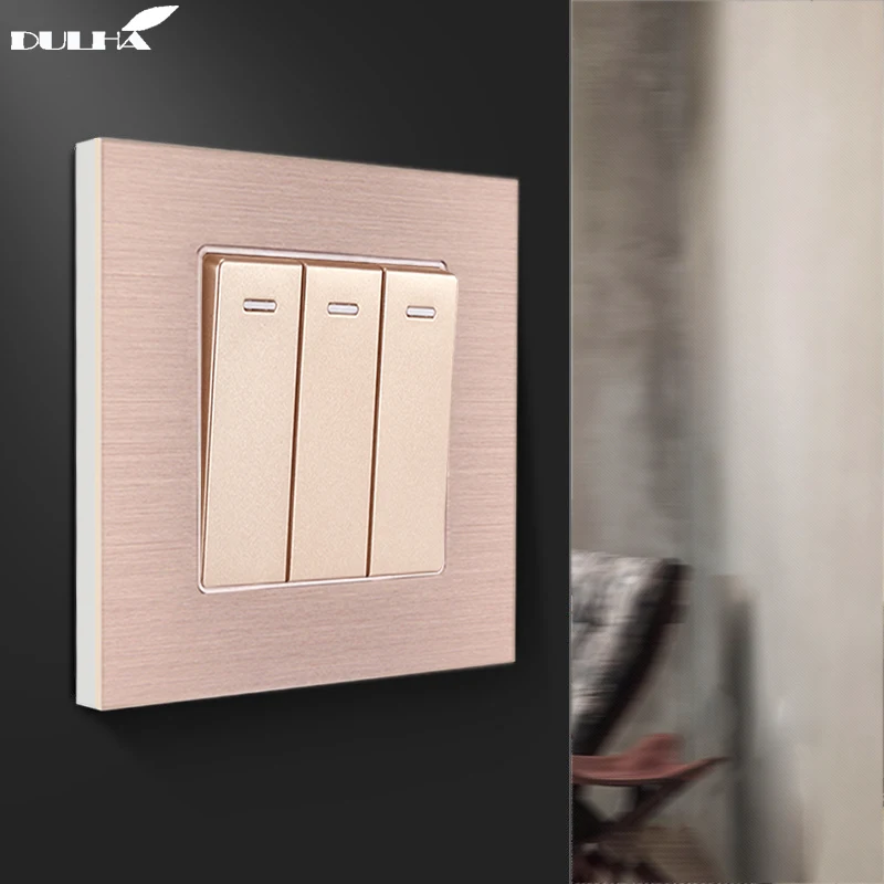 Роскошный 3 банда 1 способ настенный светильник переключатель шампанское золото