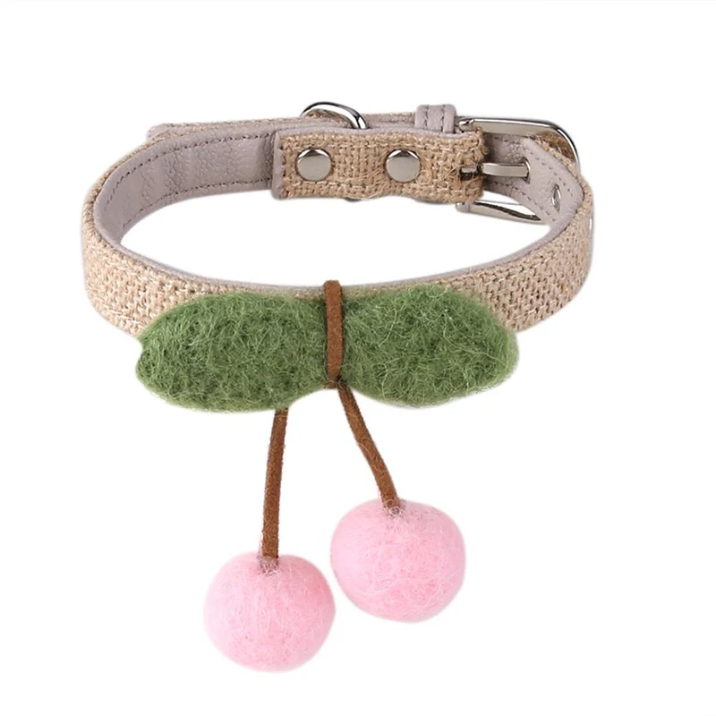 Pet Dog Cat Collar Bowtie Necklace Hand-Woven Puppy Handmade Woven Cherry Pattern Product Supplies 22-32cm | Дом и сад