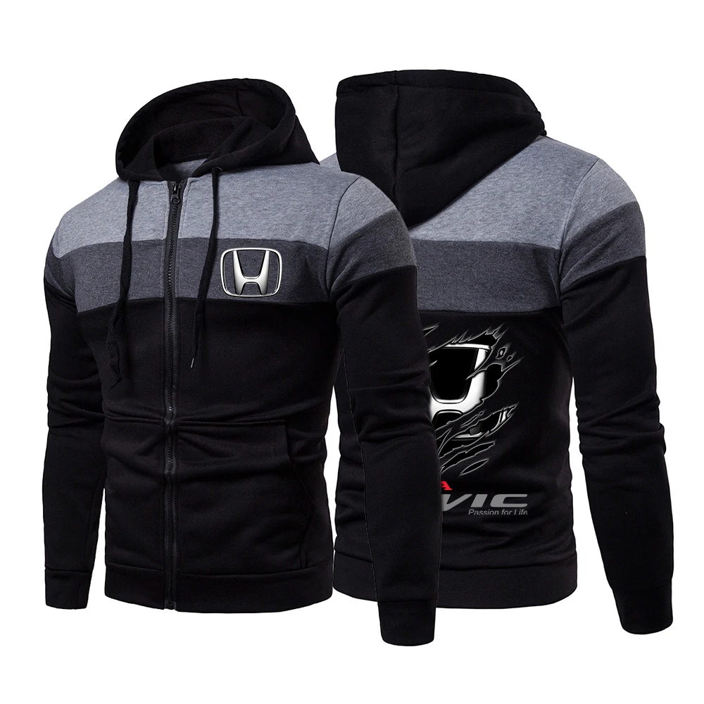 

2021 Spring Autumn Honda Warm Fashion Harajuku Zipper Hooded Men Sweatshirts Tops Casual Coats Jackets High street Hoodies