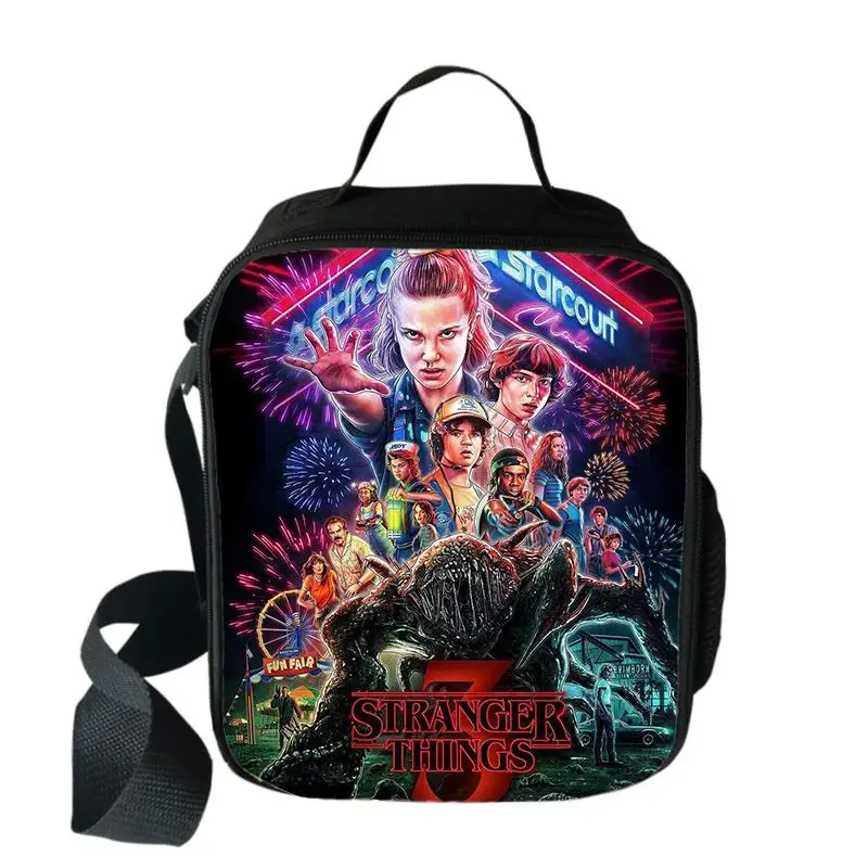 

Stranger Things Lunch Bags Boys Girls Travel Tote Bags Picnic Food Fresh Storage Bags Student Mini Messenger Bag