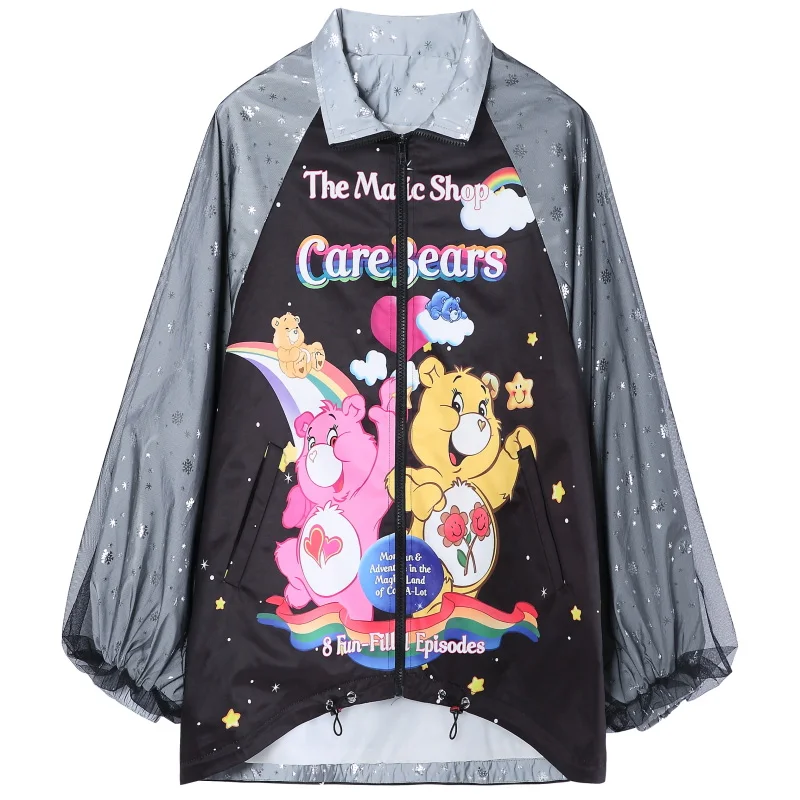 Женские газовые куртки с расклешенными рукавами и принтом из мультфильма