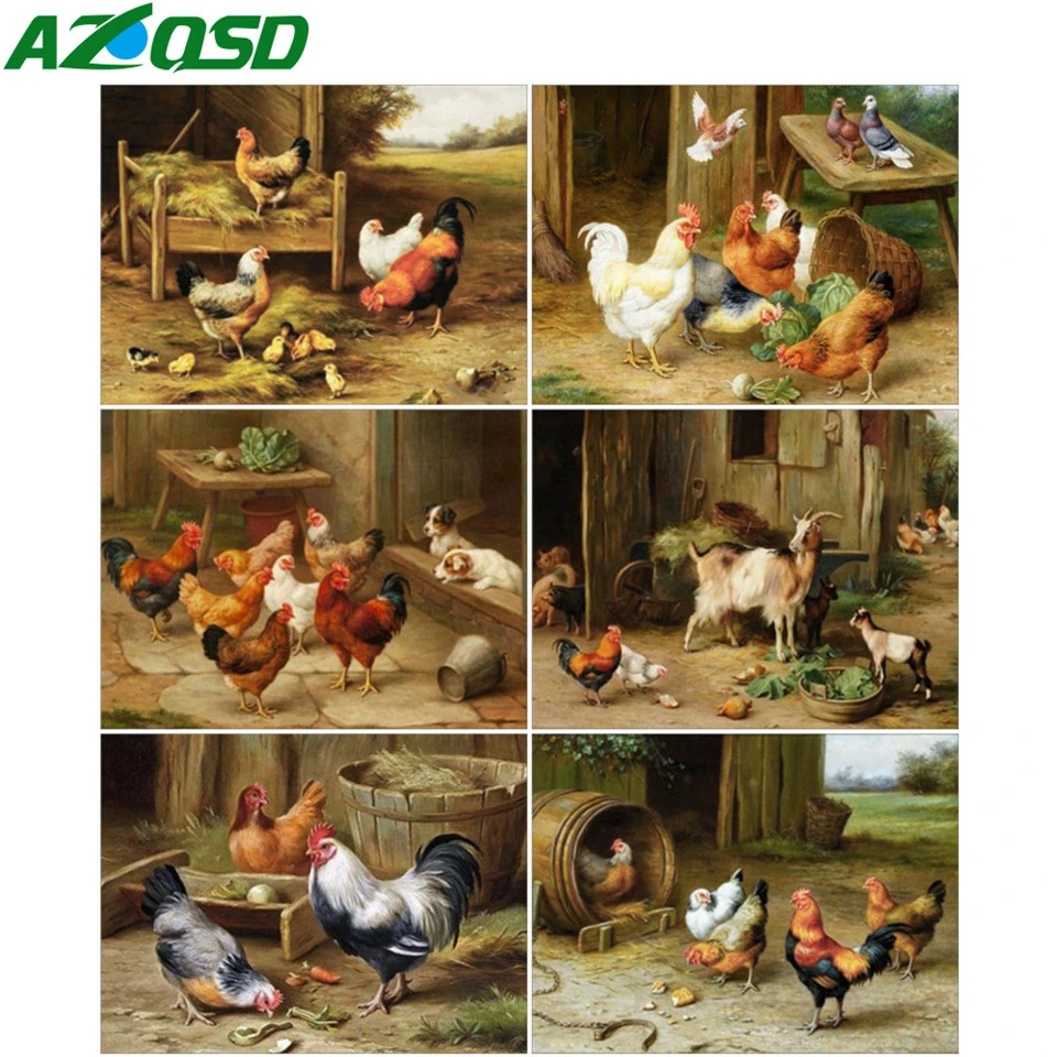 

AZQSD 5d алмазная картина курица крестиком Алмазная вышивка животное домашний декор полный квадрат/круглая дрель подарок рукоделие