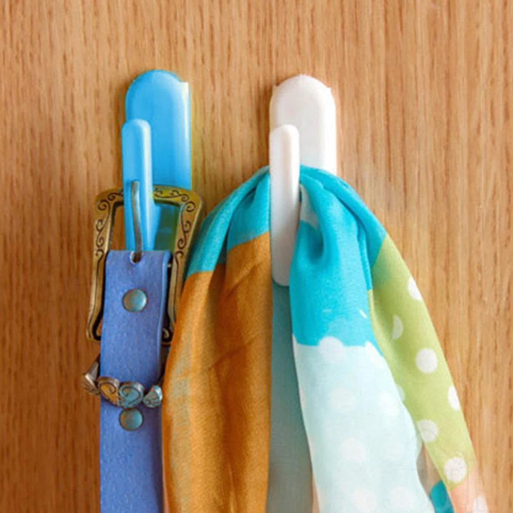 

2/4/6PCS Towel Hook Plastic Door Hanger Self Adhesive Wall Hanger Hat Racks Key Hanger Wall Organizer Home Decor Key Holder