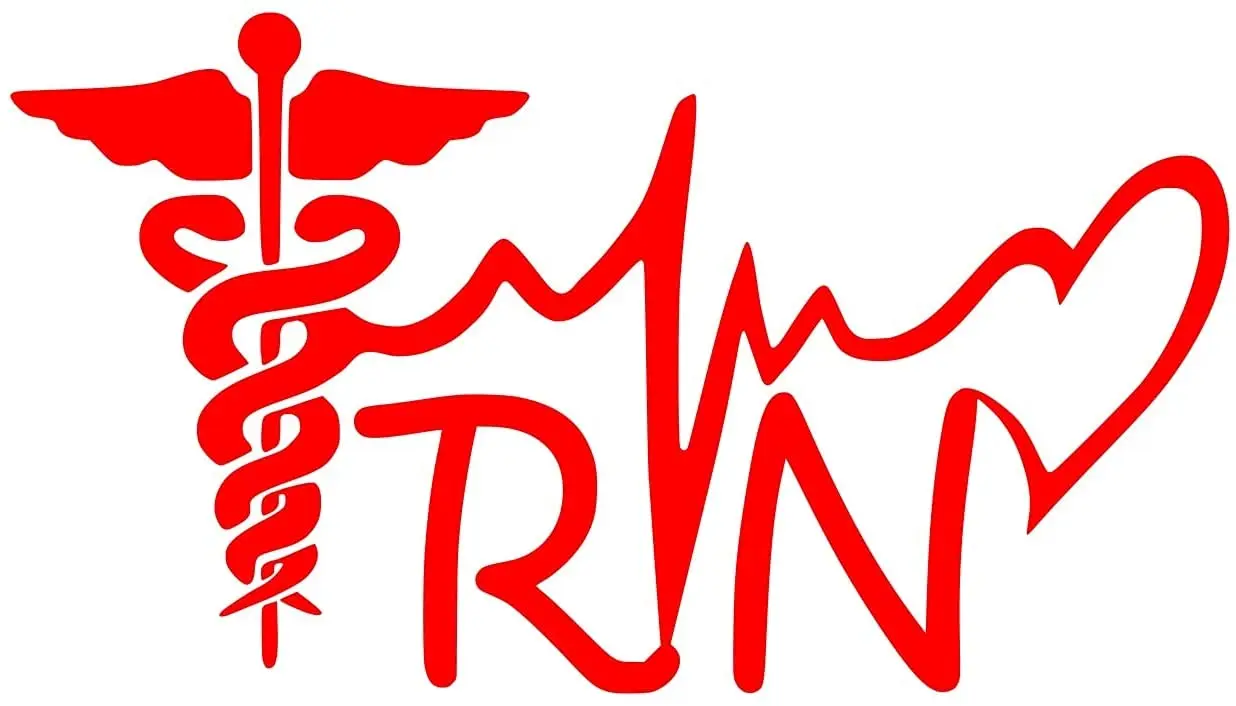 

UR Impressions Red 5.5in. Registered Nurse - RN Caduceus Lifeline Heart Decal Vinyl Sticker Graphics for Car Truck 15*15cm