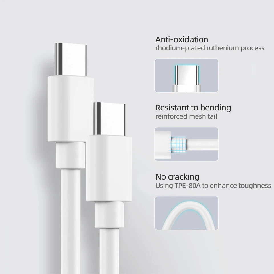 Кабель Xiaomi Usb Type-C 1 м 5 2 5A шнур для быстрой зарядки Usbc/Usbc с турбонаддувом Xioami 11 10S Poco