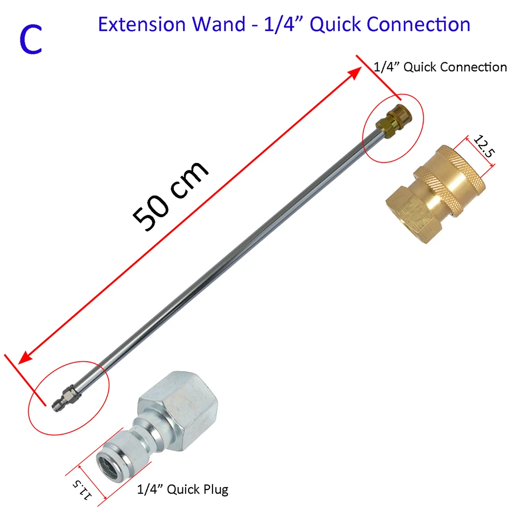 

High Pressure Washer Extension Lance Car Washer Gun Lance Extension Wand Spear Tube M22 & 1/4" Quick Connection For Karcher