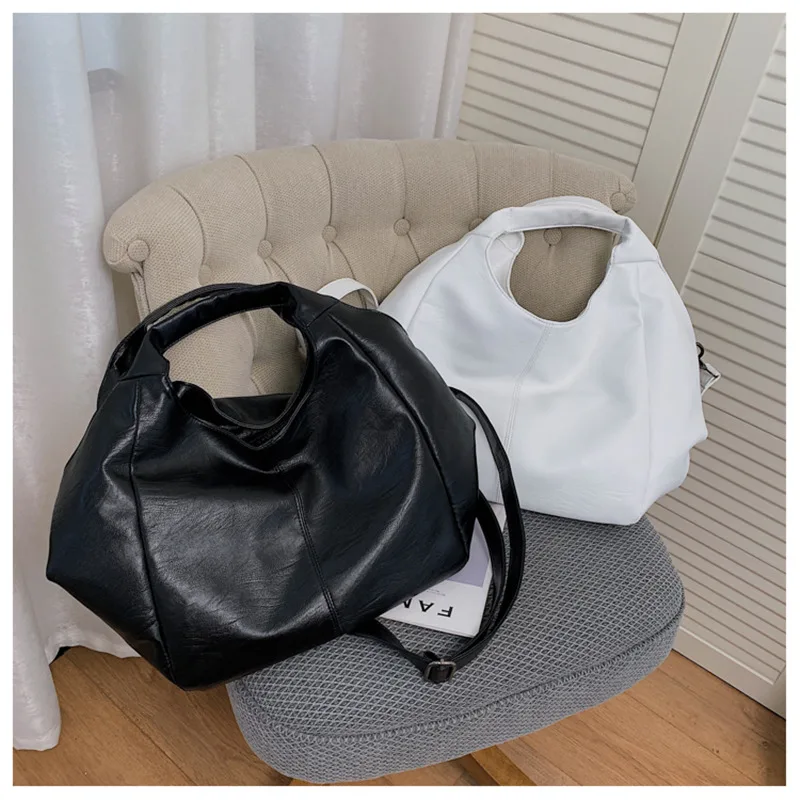 

LIKETHIS Large Capacity Tote Hobos Bag for Women Luxury Black Handbags 2021 High Quality Pu Leather Shoulder Crossbody Bags Sac