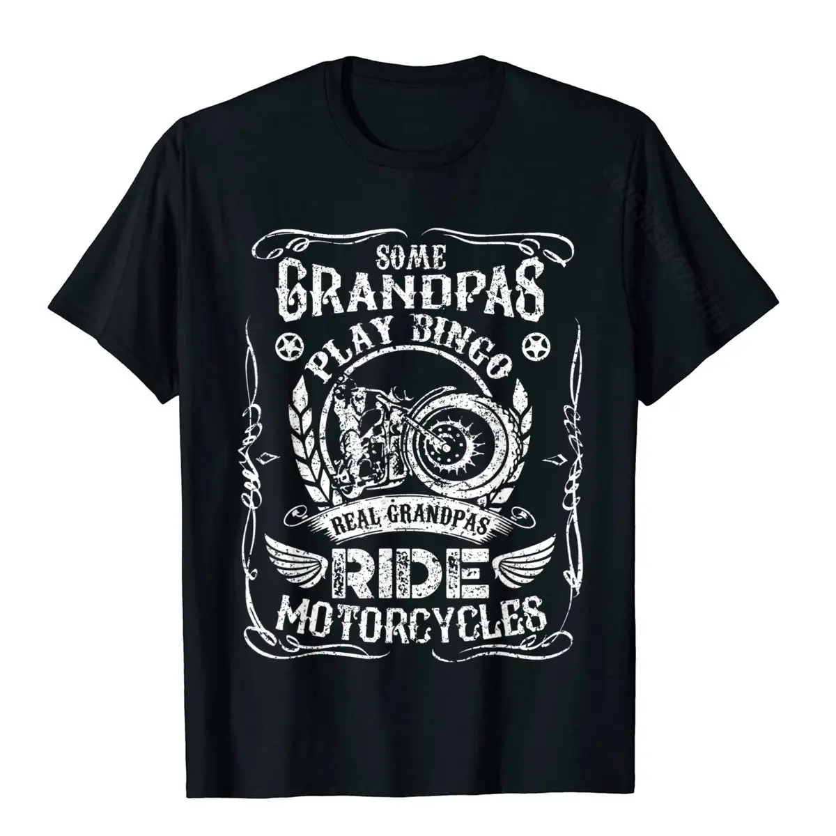 Some Grandpas Play Bingo Real Grandpas Ride Motorcycles T-Shirt Tshirts Hip Hop Graphic Cotton Tops Shirts Casual For Men