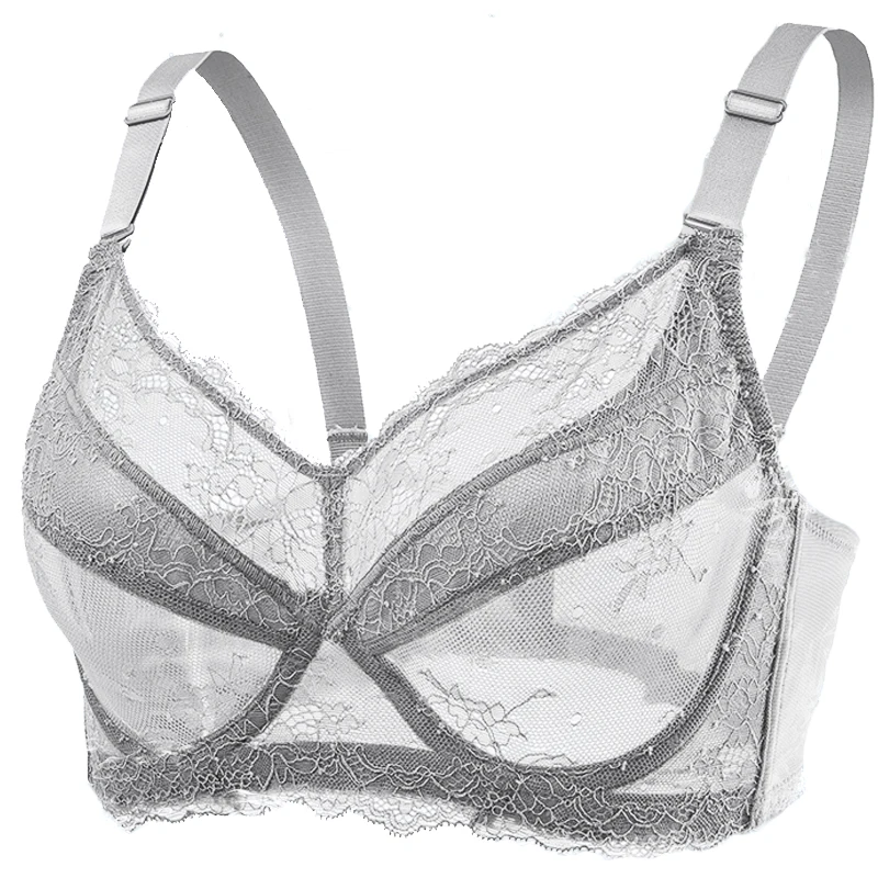 Размера плюс Для женщин без подкладки полный охват Мягкий косточках кружево