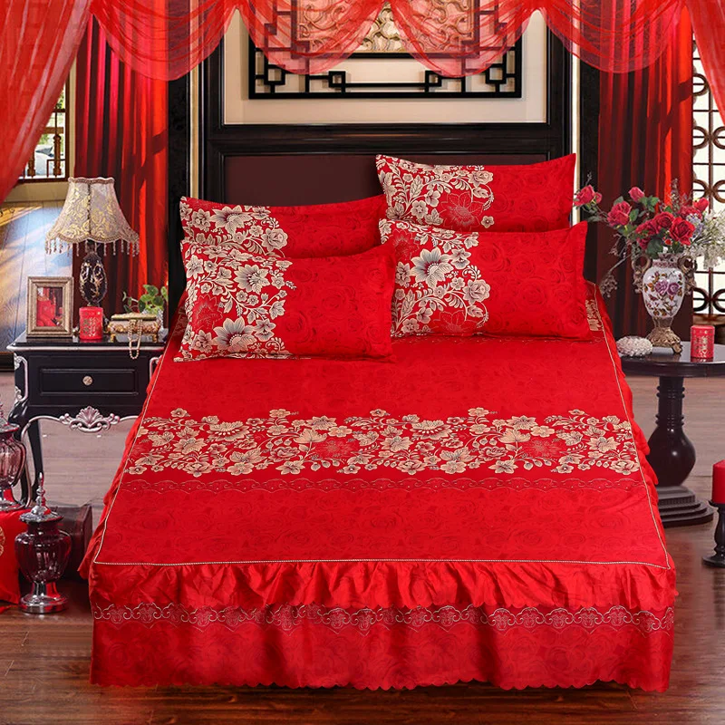 

Flowers Home Bed Sheet Cotton Red Bedding Bedspread Breathable soft and comfortable
