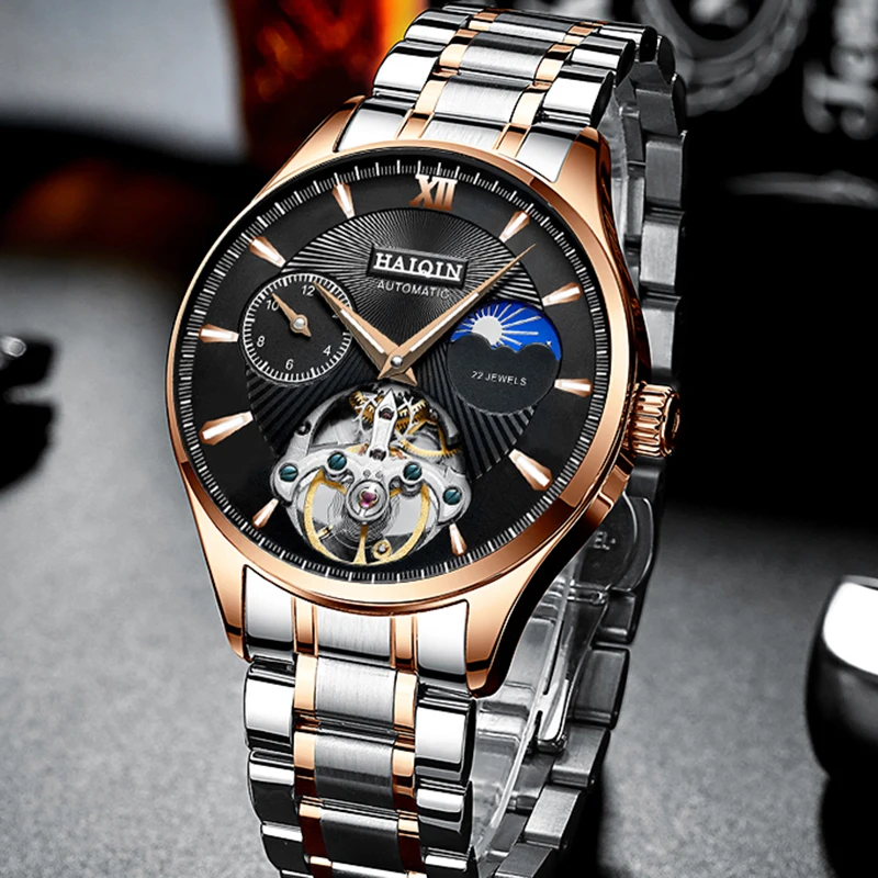 Часы наручные HAIQIN Мужские автоматические деловые брендовые роскошные