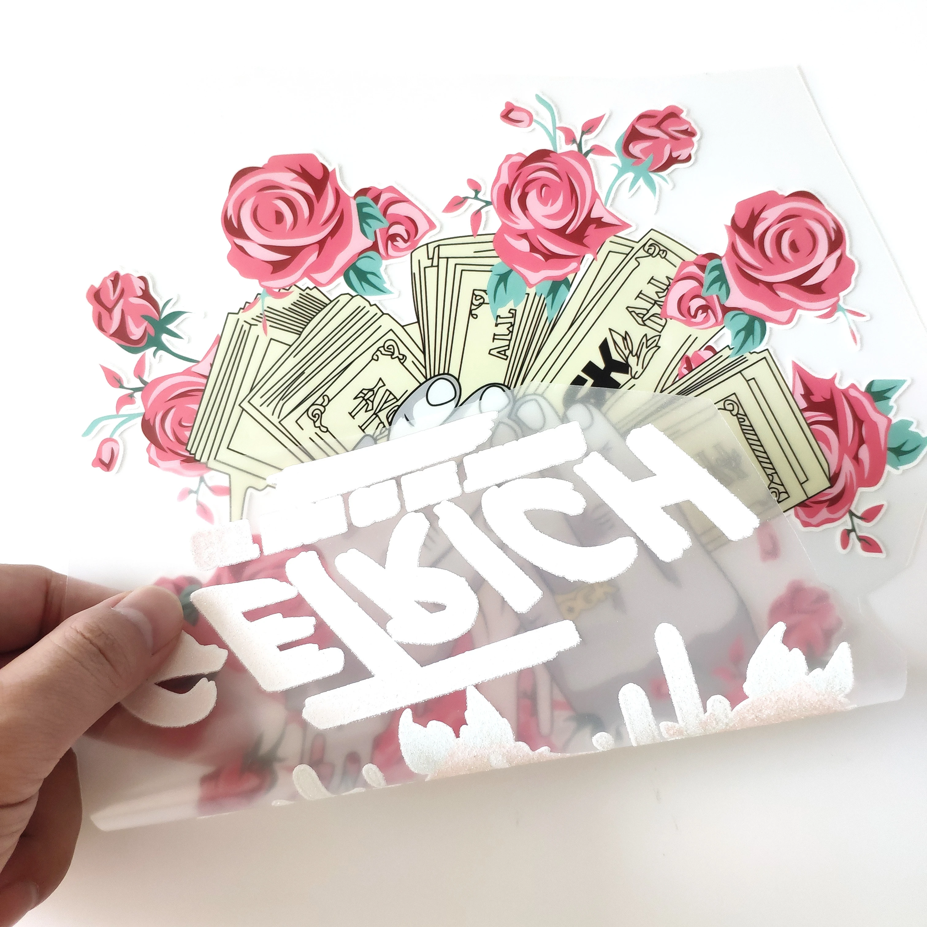 

Patches Money Flowers Apparel Accessories Diy Women's Clothing T-shirt Thermal Transfer Paper Sticker for Clothes Spare Parts