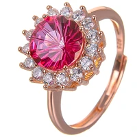 natural pink topaz 8mm8mm gemstone trendy sunflower ring for women real 925 sterling silver charm fine jewelry