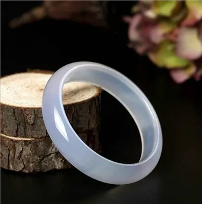 

Natural Agate Chalcedony White 54-62mm Bangle Elegant Princess Jewelry For Mom For Girlfriend