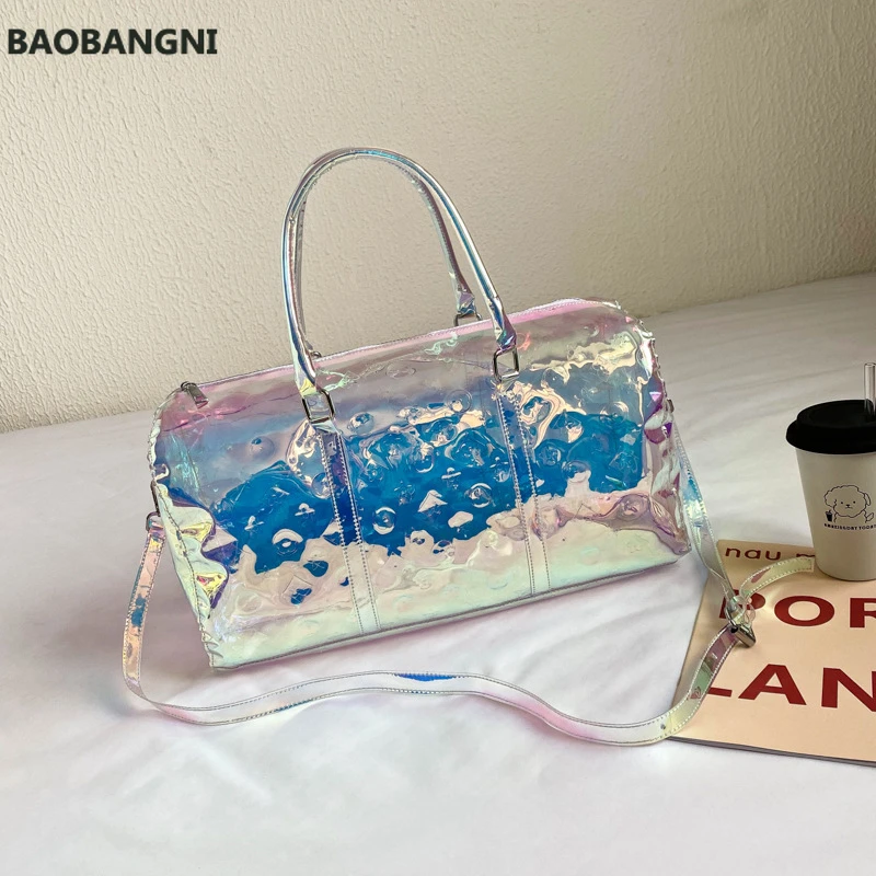 

Laser Transparent Handbag Summer PVC Holographic Clear Luxury Women Handbag Large Capacity Fashion Shopping Travel Bag