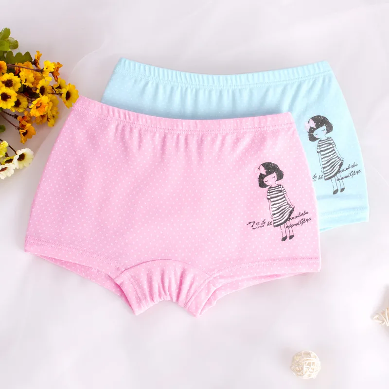 2 шт. эластичное хлопковое нижнее белье для девочек трусы боксеры с рисунком