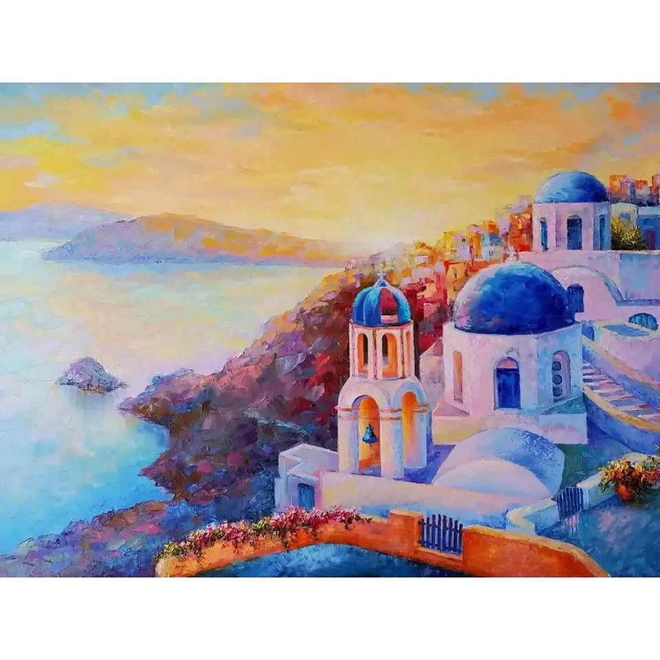 

New home full square/round 5D DIY diamond painting custom "landscape Santorini" 3D embroidery cross stitch home decoration gift