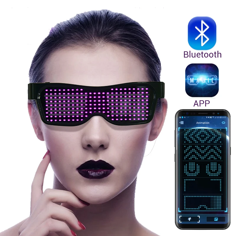 Волшебные Bluetooth Led вечерние очки приложение управление светящиеся очки EMD DJ электрические слоги очки для вечеринки
