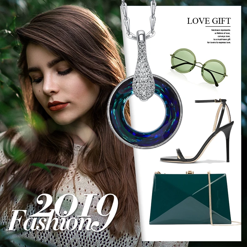 Cdyle колесо обозрения кулон ожерелье с кристаллами круг 925 стерлингового серебра